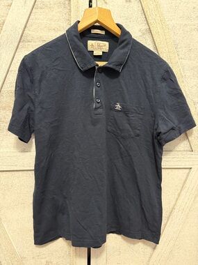 Original Penguin Navy Polo with Contrast Collar Trim